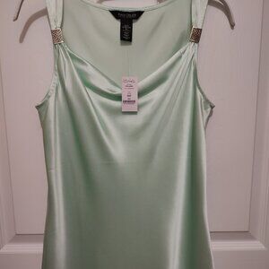 WHITE HOUSE BLACK MARKET COWL DRAPE NECK TANK METAL ACCENTS AT SHOULDERS NWT XS